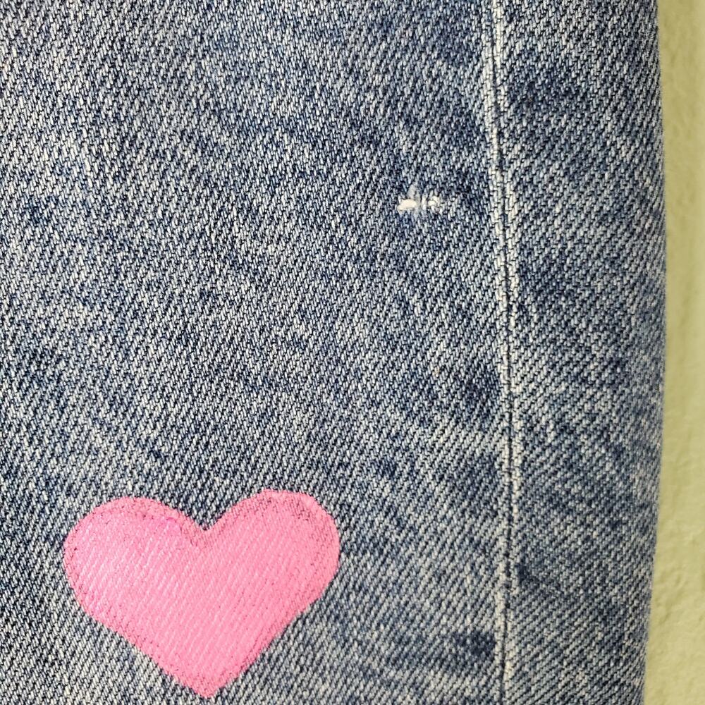 AGOLDE Women's Pink Heart Distressed Denim Jeans Size 29 - Picture 4 of 7